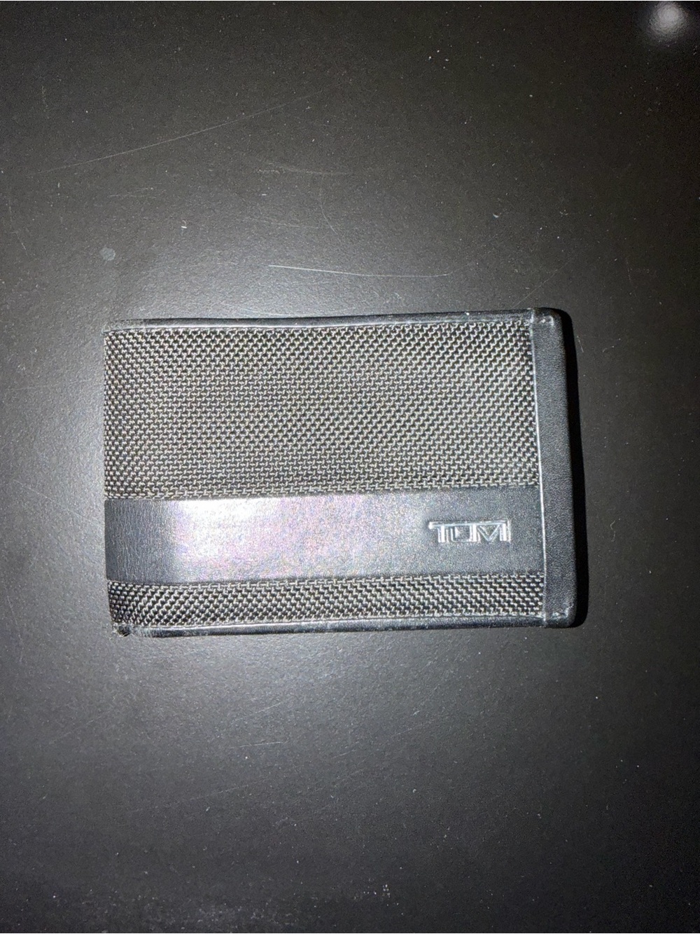 Tumi Black Nylon Card & Key Holder with Leather Trim